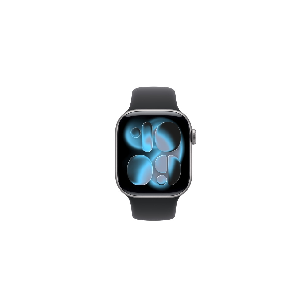 Produktbild för Apple Watch Series 11 (GPS + Cellular) - rymdgrå aluminium - smart klocka med sportband - svart - 64 GB