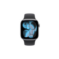 Produktbild för Apple Watch Series 11 (GPS + Cellular) - rymdgrå aluminium - smart klocka med sportband - svart - 64 GB