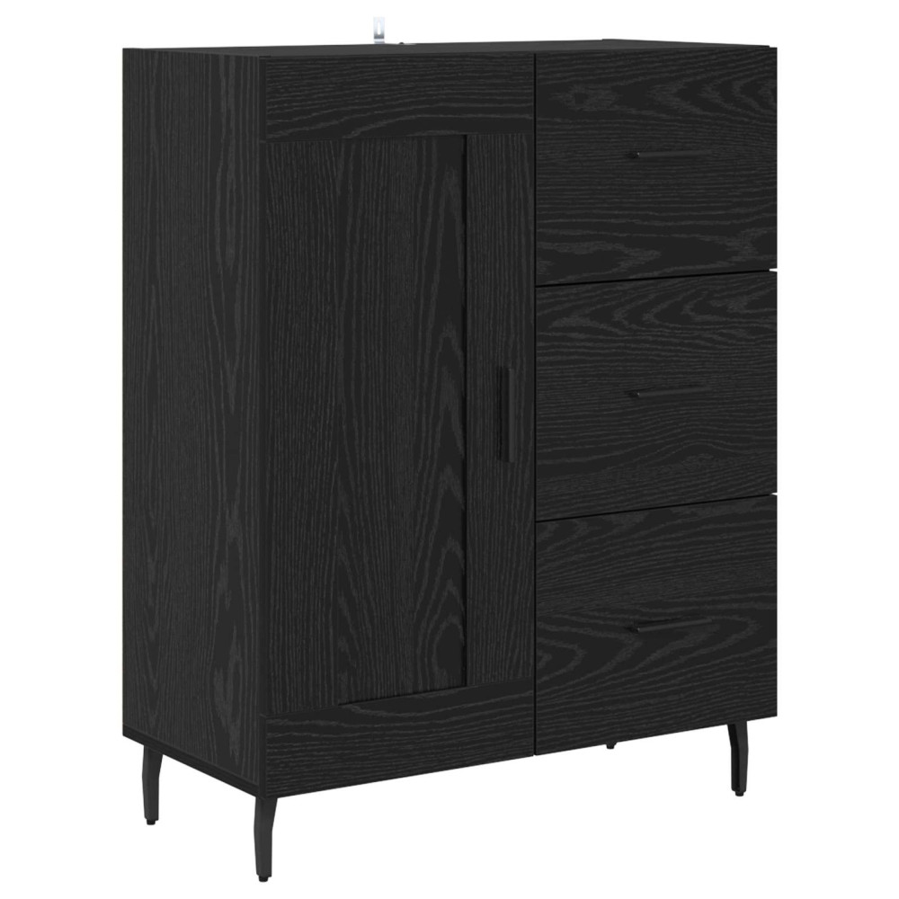 Produktbild för Skåp med låda 2 pcs Svart Ek Konstruerat trä