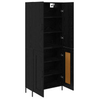 Produktbild för Skåp Väggmonterad Svart Ek 69,5 x 34 x 180 cm Konstruerat trä