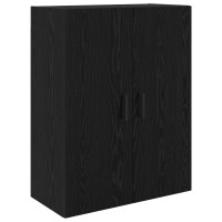 Produktbild för Skåp Väggmonterad Svart Ek 69,5 x 34 x 180 cm Konstruerat trä