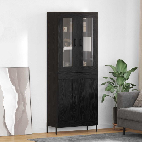 vidaXL Skåp Väggmonterad Svart Ek 69,5 x 34 x 180 cm Konstruerat trä
