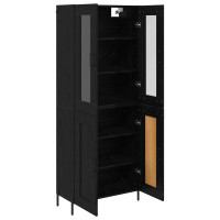 Produktbild för Skåp Väggmonterad Svart Ek 69,5 x 34 x 180 cm Konstruerat trä