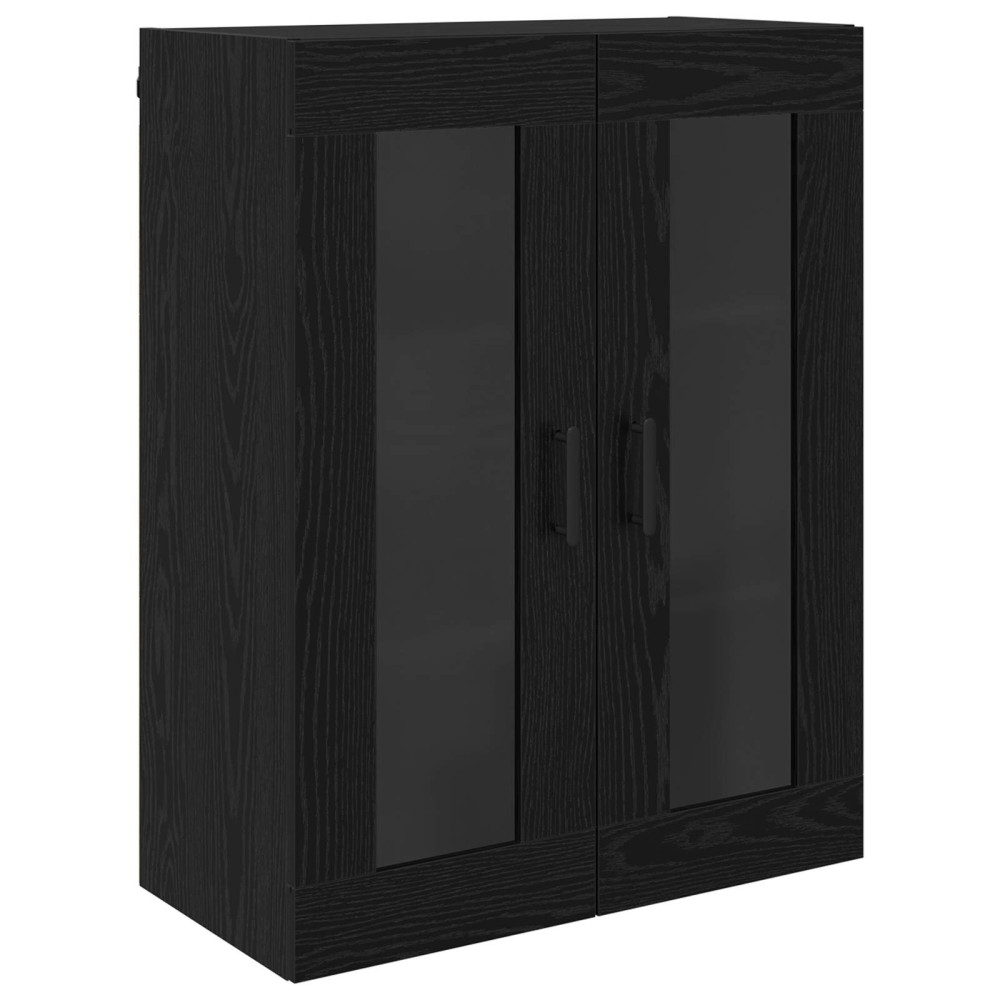 Produktbild för Skåp Väggmonterad Svart Ek 69,5 x 34 x 180 cm Konstruerat trä