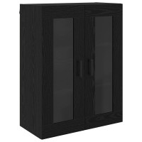 Produktbild för Skåp Väggmonterad Svart Ek 69,5 x 34 x 180 cm Konstruerat trä