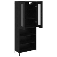 Produktbild för Skåp Väggmonterad Svart Ek 69,5 x 34 x 180 cm Konstruerat trä