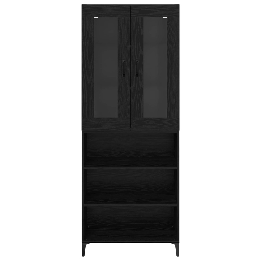 Produktbild för Skåp Väggmonterad Svart Ek 69,5 x 34 x 180 cm Konstruerat trä