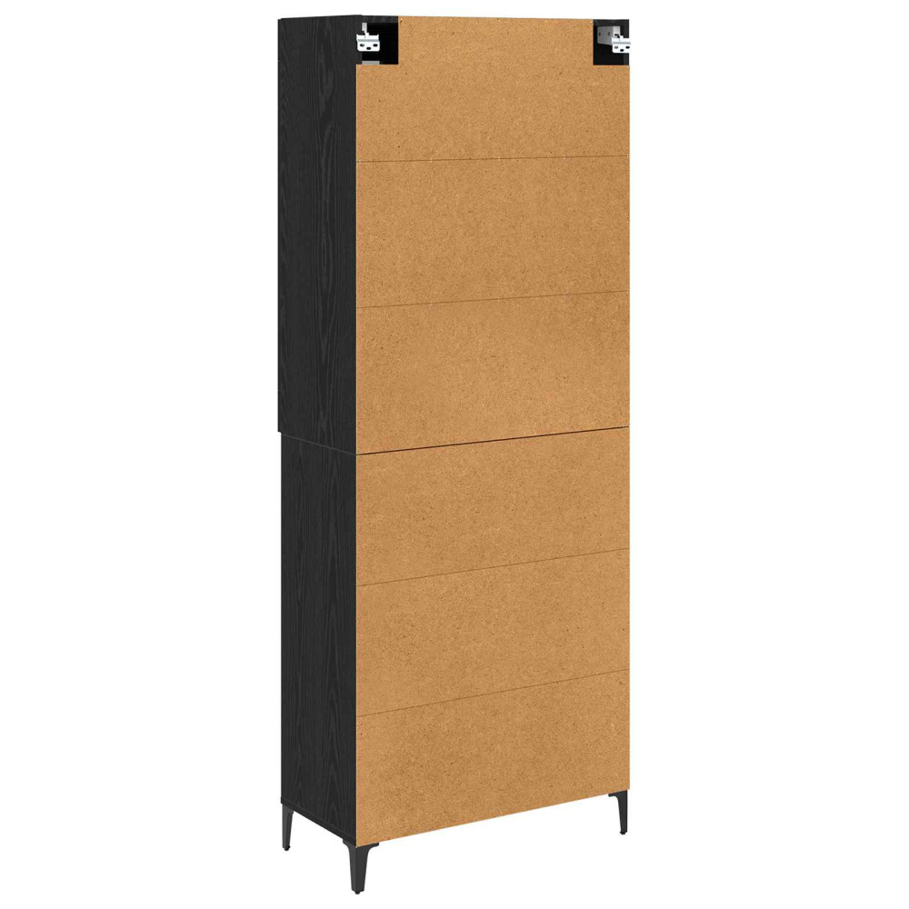 Produktbild för Skåp Väggmonterad Svart Ek 69,5 x 34 x 180 cm Konstruerat trä