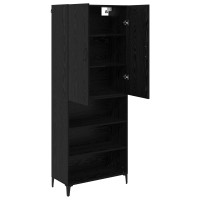 Produktbild för Skåp Väggmonterad Svart Ek 69,5 x 34 x 180 cm Konstruerat trä