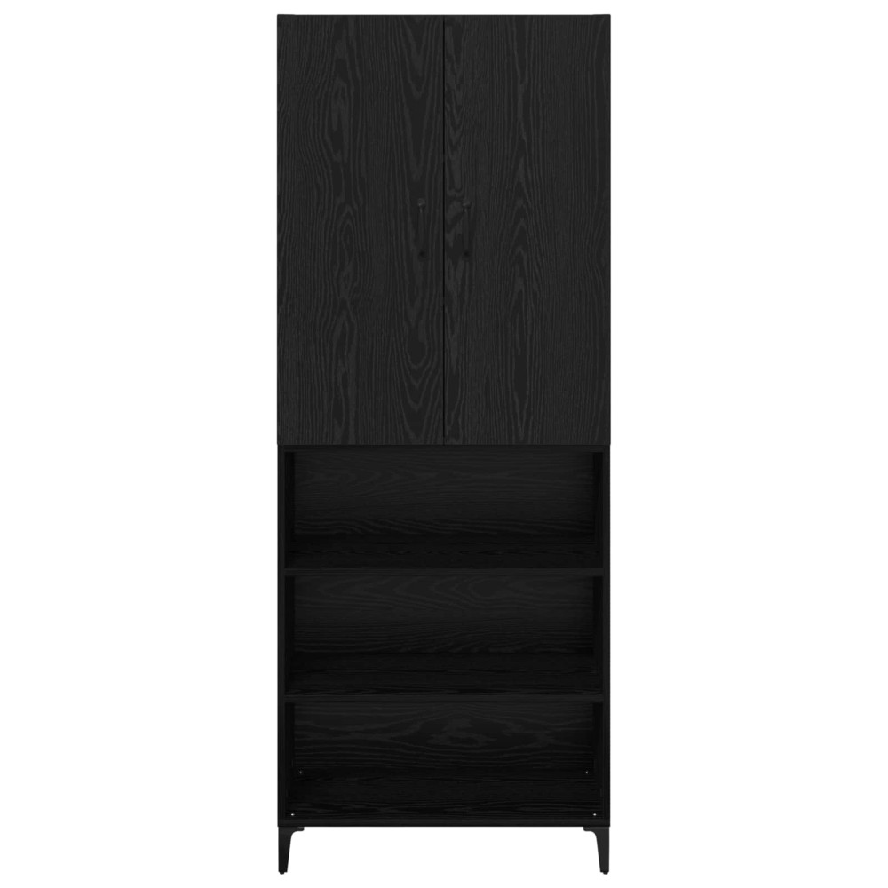 Produktbild för Skåp Väggmonterad Svart Ek 69,5 x 34 x 180 cm Konstruerat trä