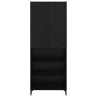 Produktbild för Skåp Väggmonterad Svart Ek 69,5 x 34 x 180 cm Konstruerat trä