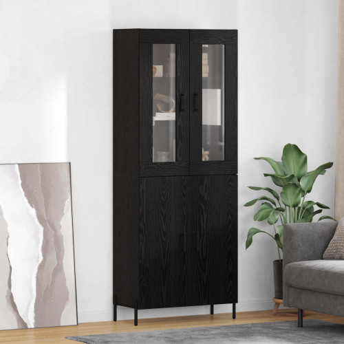 vidaXL Skåp Väggmonterad Svart Ek 69,5 x 34 x 180 cm Konstruerat trä