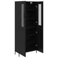 Produktbild för Skåp Väggmonterad Svart Ek 69,5 x 34 x 180 cm Konstruerat trä