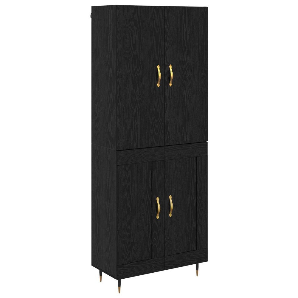 Produktbild för Skåp Väggmonterad Svart Ek 69,5 x 34 x 180 cm Konstruerat trä