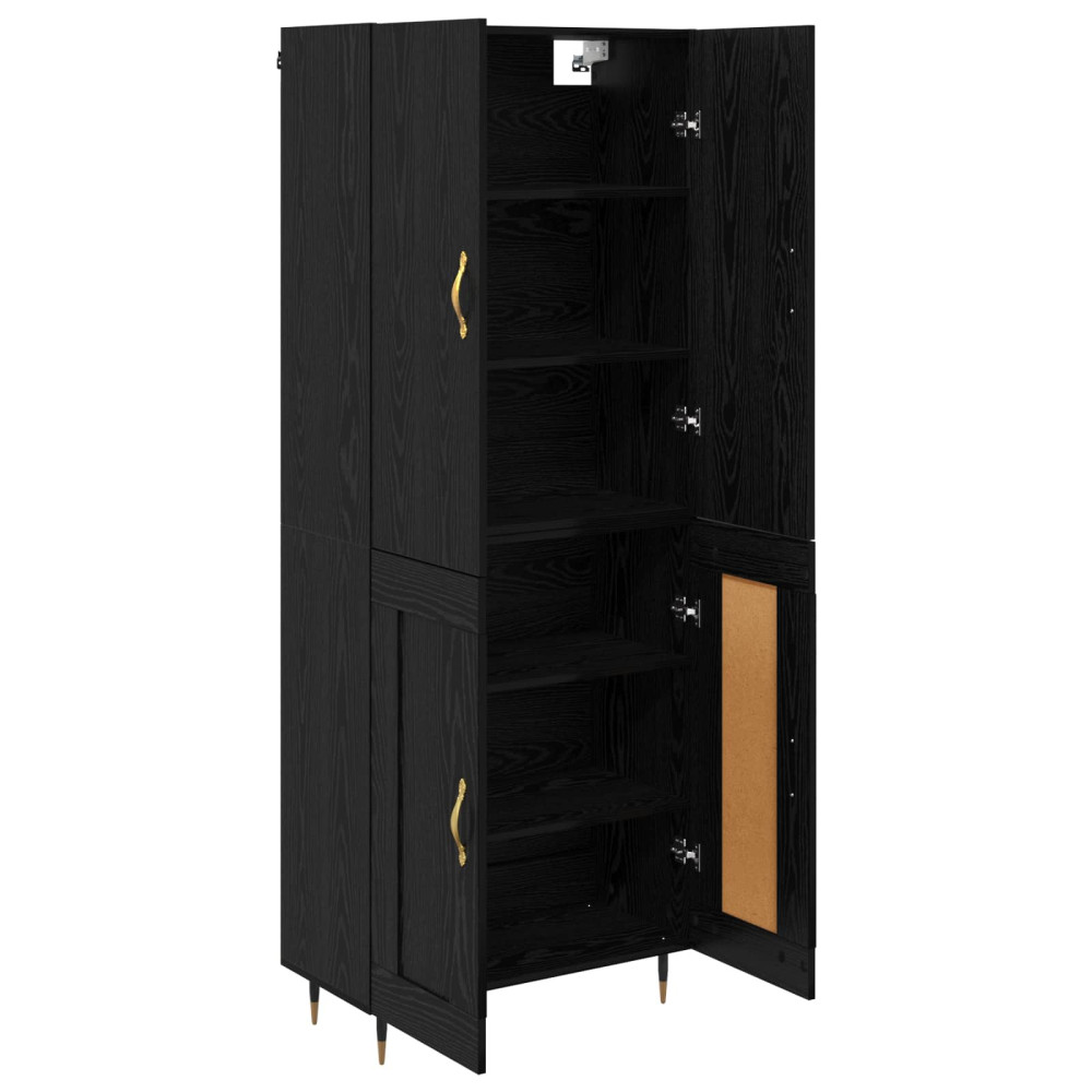 Produktbild för Skåp Väggmonterad Svart Ek 69,5 x 34 x 180 cm Konstruerat trä