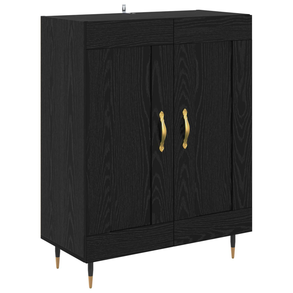 Produktbild för Skåp Väggmonterad Svart Ek 69,5 x 34 x 180 cm Konstruerat trä