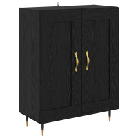 Produktbild för Skåp Väggmonterad Svart Ek 69,5 x 34 x 180 cm Konstruerat trä