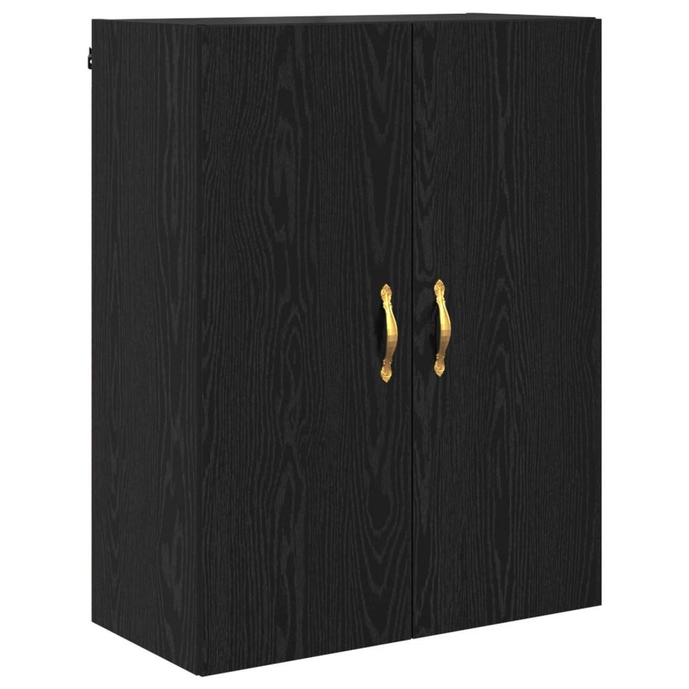 Produktbild för Skåp Väggmonterad Svart Ek 69,5 x 34 x 180 cm Konstruerat trä