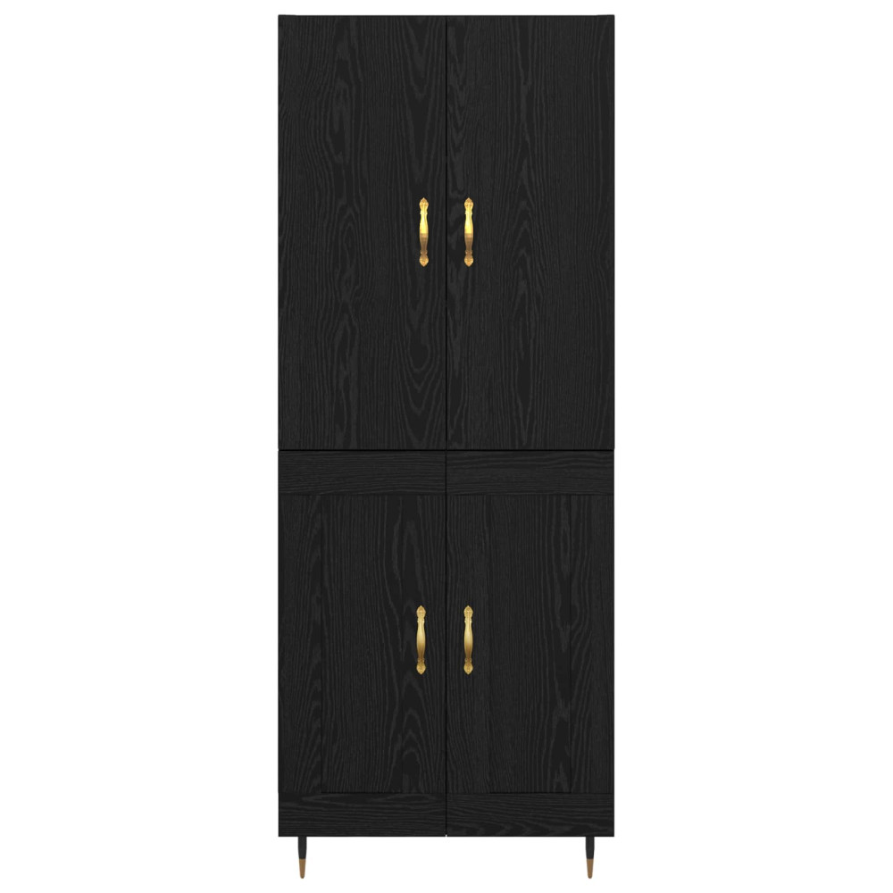 Produktbild för Skåp Väggmonterad Svart Ek 69,5 x 34 x 180 cm Konstruerat trä