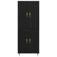 Produktbild för Skåp Väggmonterad Svart Ek 69,5 x 34 x 180 cm Konstruerat trä