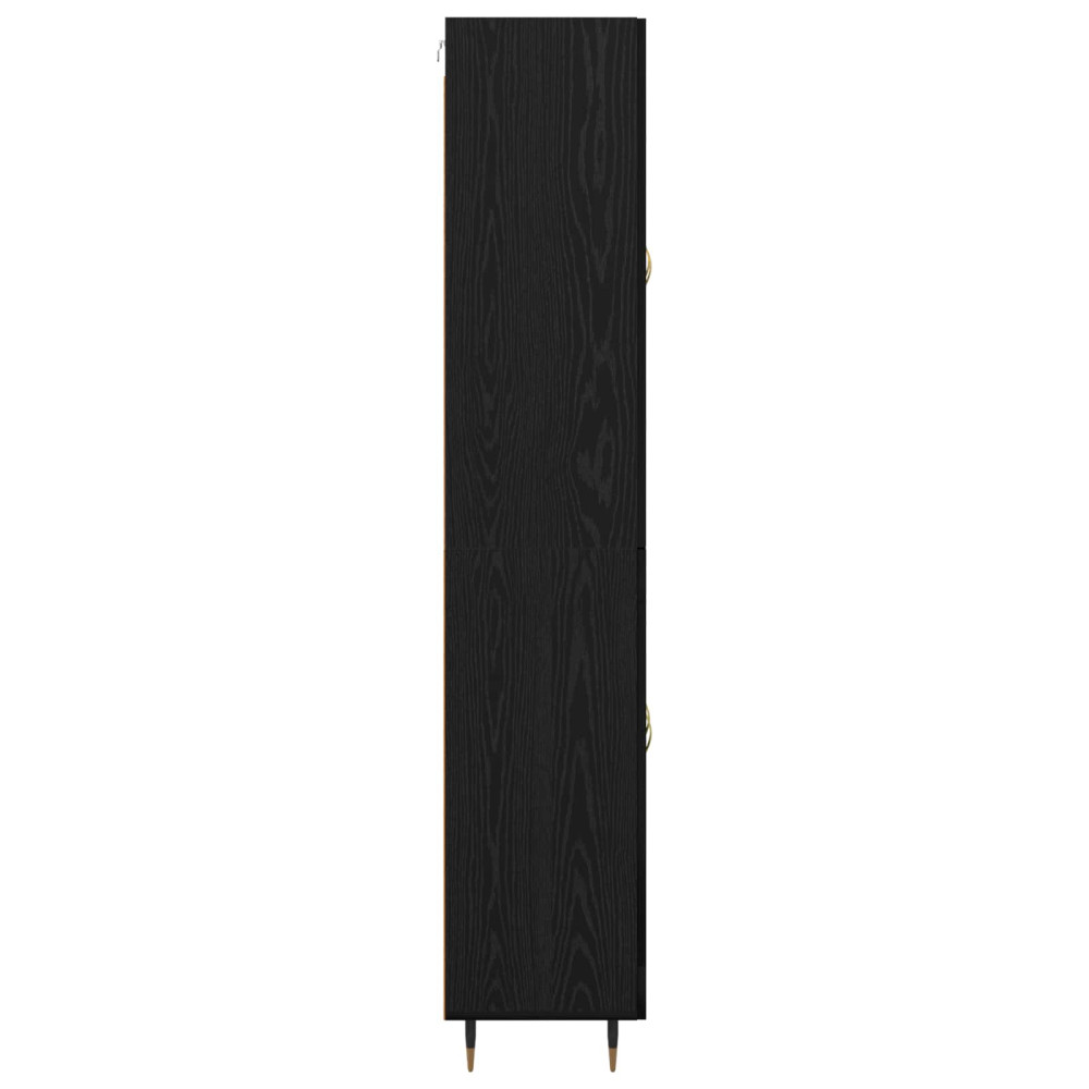 Produktbild för Skåp Väggmonterad Svart Ek 69,5 x 34 x 180 cm Konstruerat trä