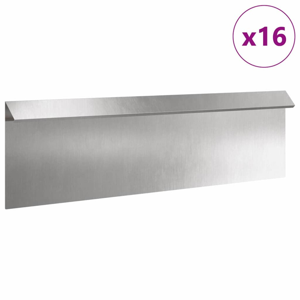 Produktbild för Snigelfence 16 pcs Silver 100 x 3,5 x 25 cm Rostfritt stål