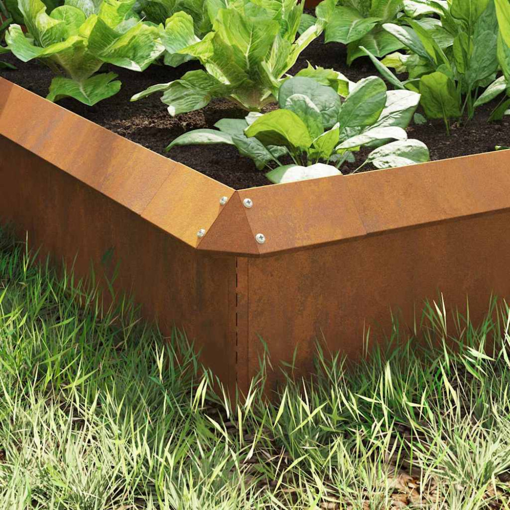 Produktbild för Snigelstaket 8 st 100 x 3,5 x 25 cm Väderbeständig stål Rostig