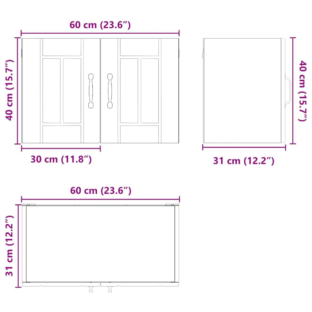 Produktbild för Väggskåp LUCCA Svart 60 x 31 x 40 cm Konstruerat trä