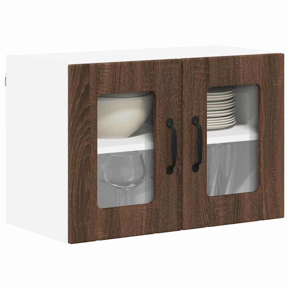 Produktbild för Väggglasförråd LUCCA 2 pcs Brun ek 60 x 31 x 40 cm