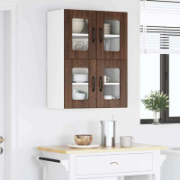 Produktbild för Väggglasförråd LUCCA 2 pcs Brun ek 60 x 31 x 40 cm
