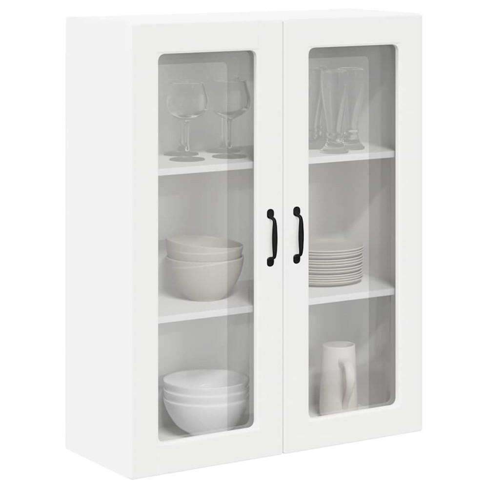 Produktbild för Väggglasförråd LUCCA Vit 80 x 31 x 100 cm Konstruerat trä