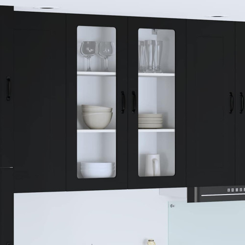 vidaXL Väggglasförråd LUCCA Svart 80 x 31 x 100 cm Konstruerat trä