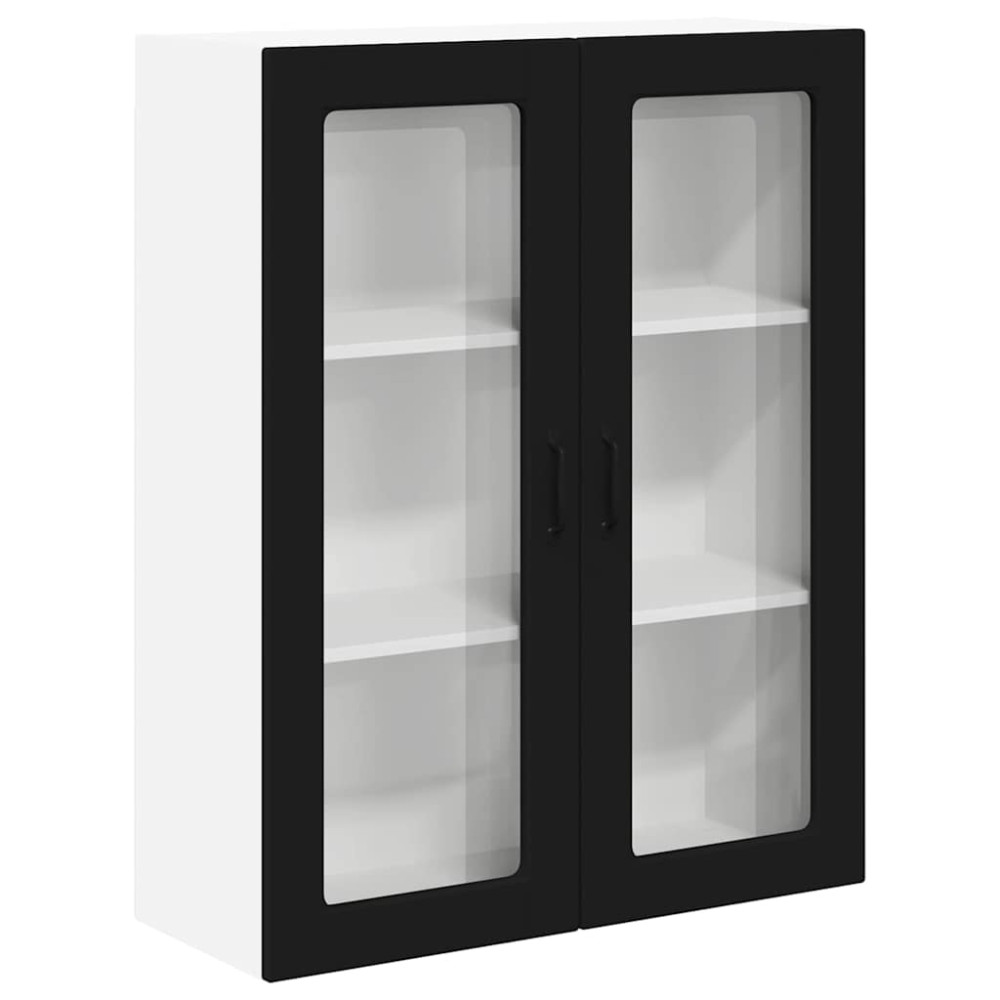 Produktbild för Väggglasförråd LUCCA Svart 80 x 31 x 100 cm Konstruerat trä