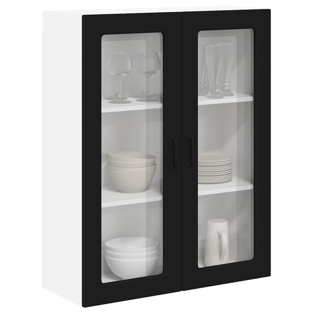 Produktbild för Väggglasförråd LUCCA Svart 80 x 31 x 100 cm Konstruerat trä