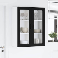 Produktbild för Väggglasförråd LUCCA Svart 80 x 31 x 100 cm Konstruerat trä