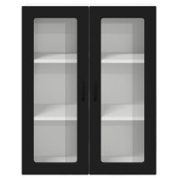 Produktbild för Väggglasförråd LUCCA Svart 80 x 31 x 100 cm Konstruerat trä