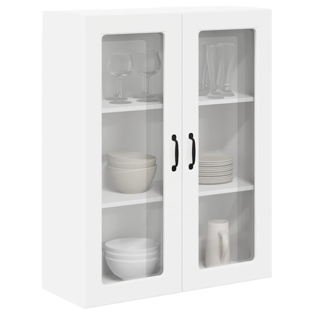Produktbild för Väggglasförråd LUCCA Vit högglans 80 x 31 x 100 cm