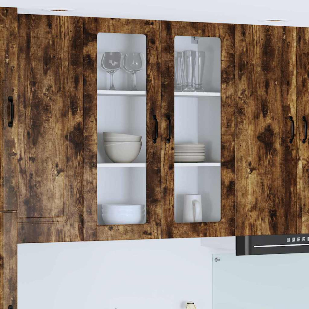 Produktbild för Väggglasförråd LUCCA Rökt ek 80 x 31 x 100 cm Konstruerat trä