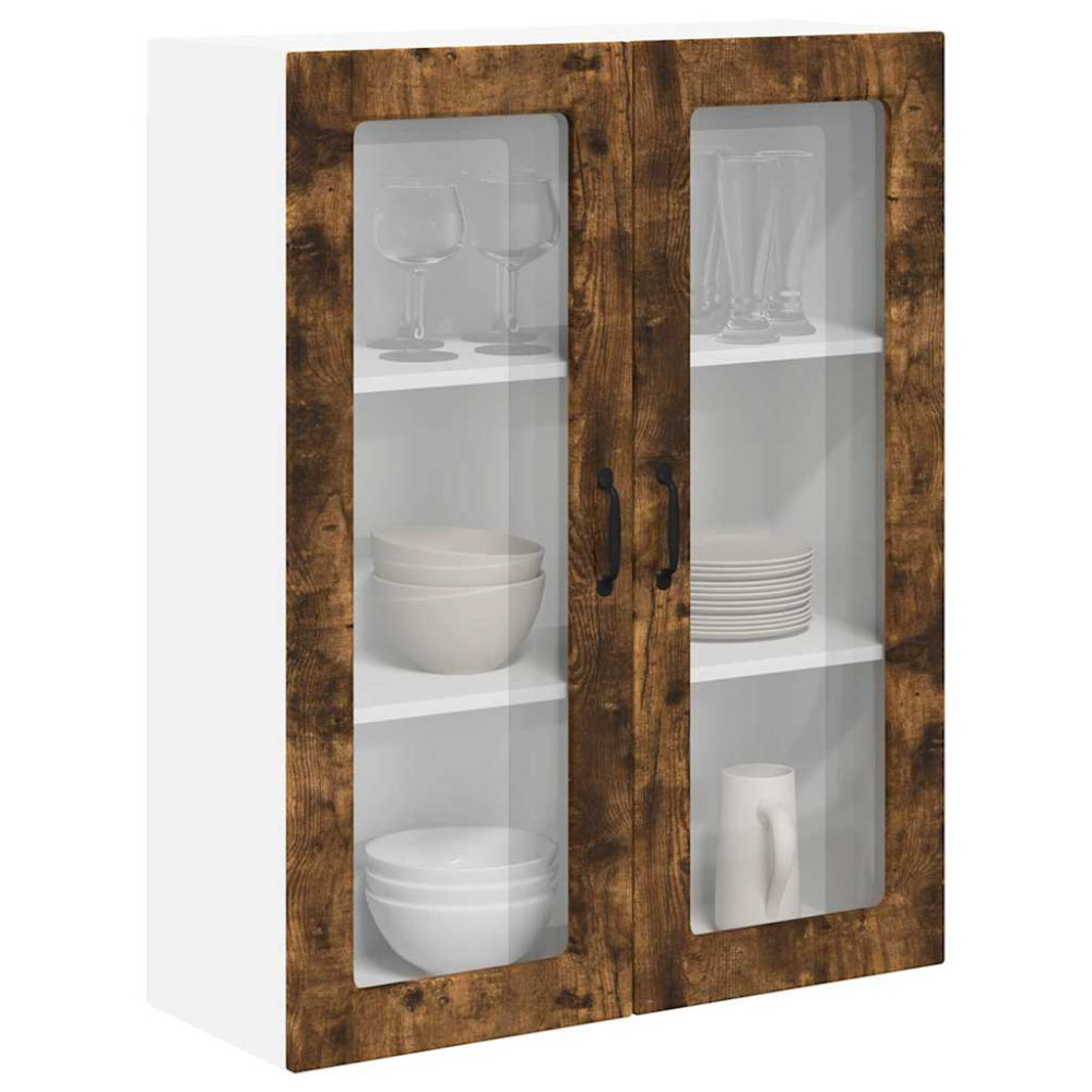 Produktbild för Väggglasförråd LUCCA Rökt ek 80 x 31 x 100 cm Konstruerat trä