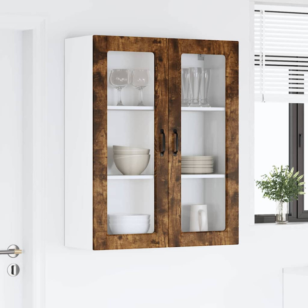 Produktbild för Väggglasförråd LUCCA Rökt ek 80 x 31 x 100 cm Konstruerat trä
