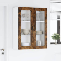 Produktbild för Väggglasförråd LUCCA Rökt ek 80 x 31 x 100 cm Konstruerat trä