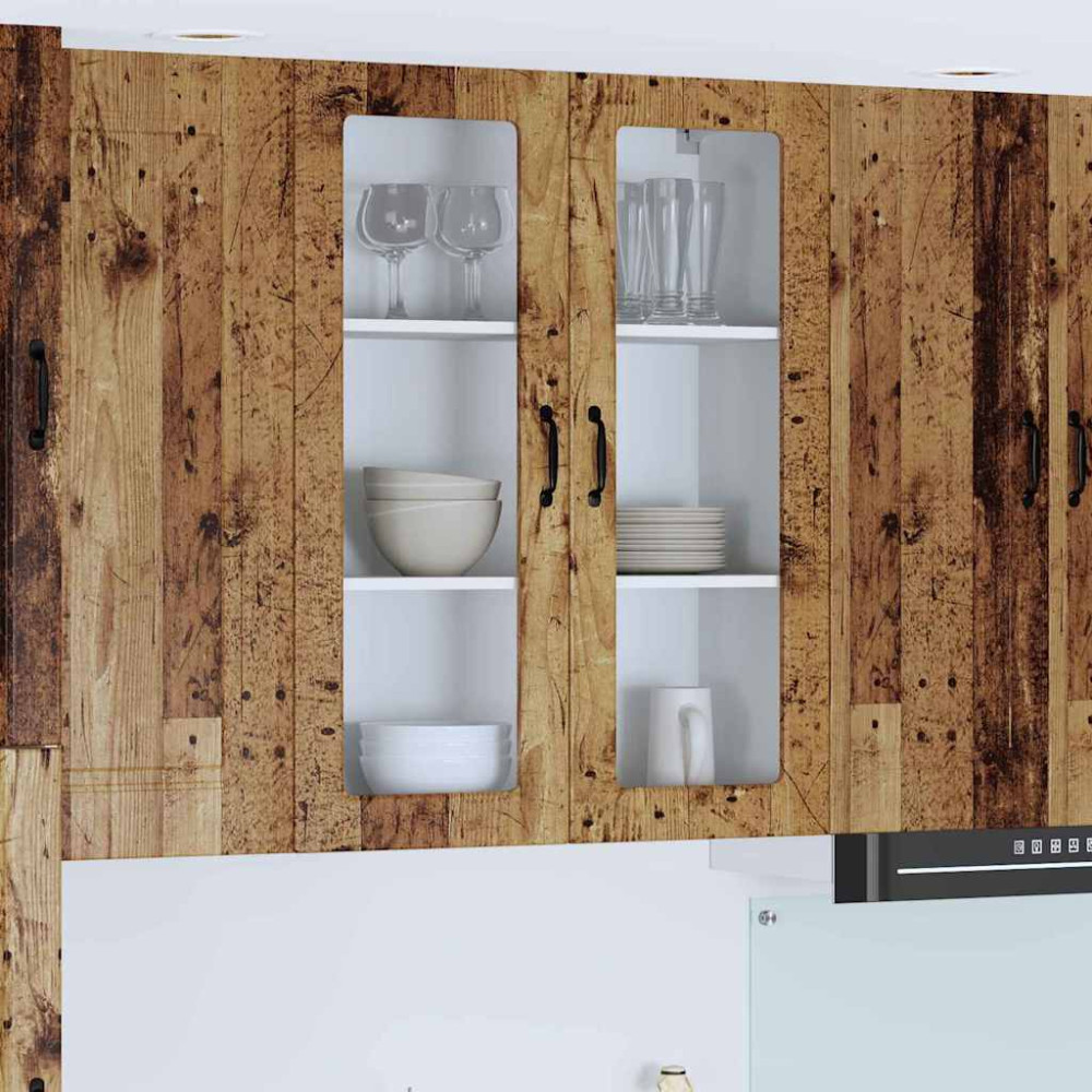 Produktbild för Väggglasförråd LUCCA Gammalt trä 80 x 31 x 100 cm