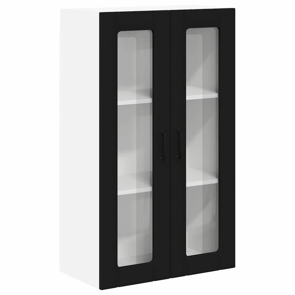 Produktbild för Väggglasförråd LUCCA Svart 60 x 31 x 100 cm Konstruerat trä