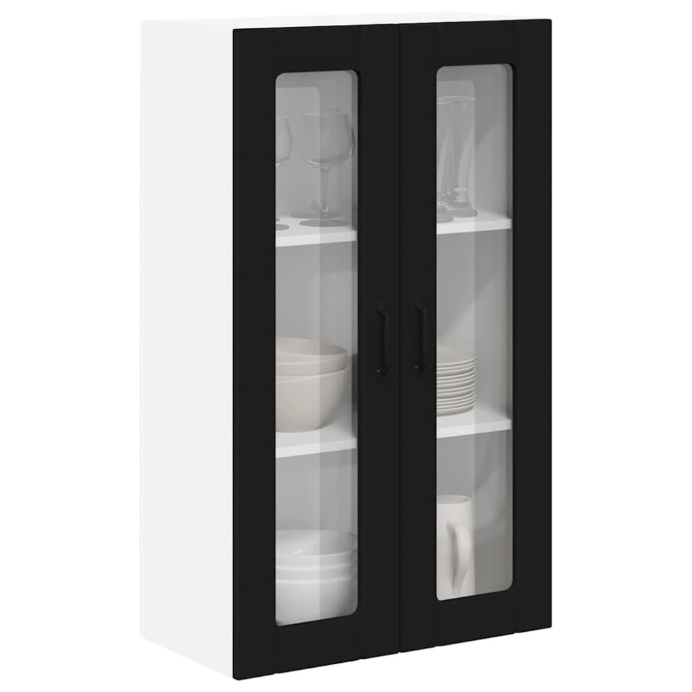 Produktbild för Väggglasförråd LUCCA Svart 60 x 31 x 100 cm Konstruerat trä