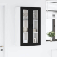 Produktbild för Väggglasförråd LUCCA Svart 60 x 31 x 100 cm Konstruerat trä