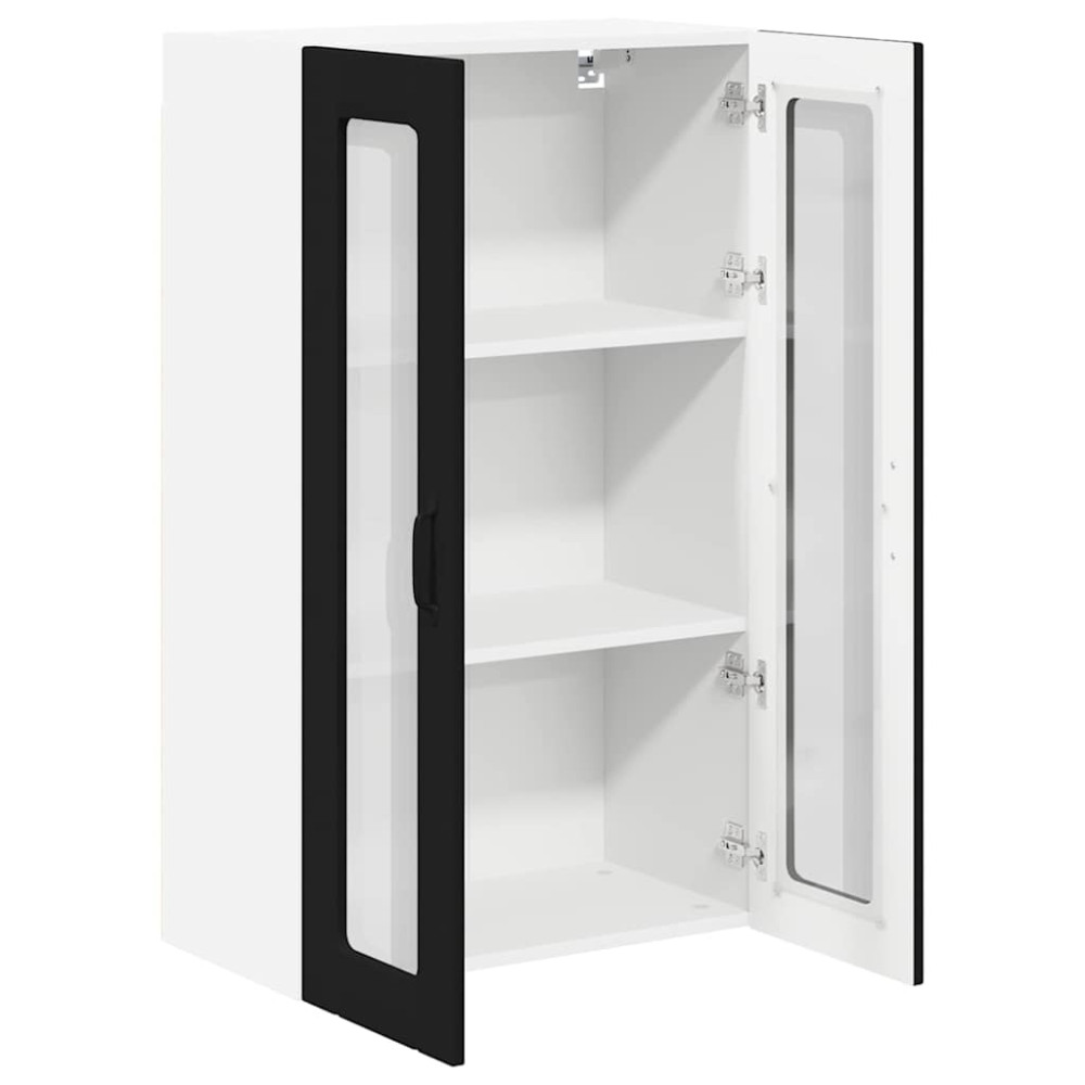 Produktbild för Väggglasförråd LUCCA Svart 60 x 31 x 100 cm Konstruerat trä