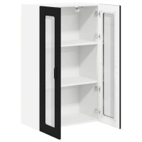 Produktbild för Väggglasförråd LUCCA Svart 60 x 31 x 100 cm Konstruerat trä