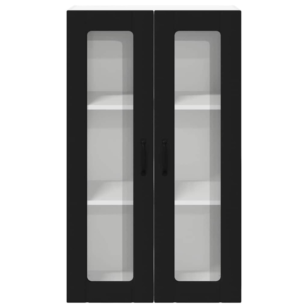Produktbild för Väggglasförråd LUCCA Svart 60 x 31 x 100 cm Konstruerat trä