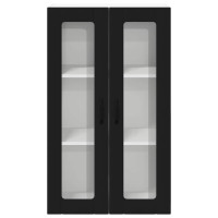 Produktbild för Väggglasförråd LUCCA Svart 60 x 31 x 100 cm Konstruerat trä