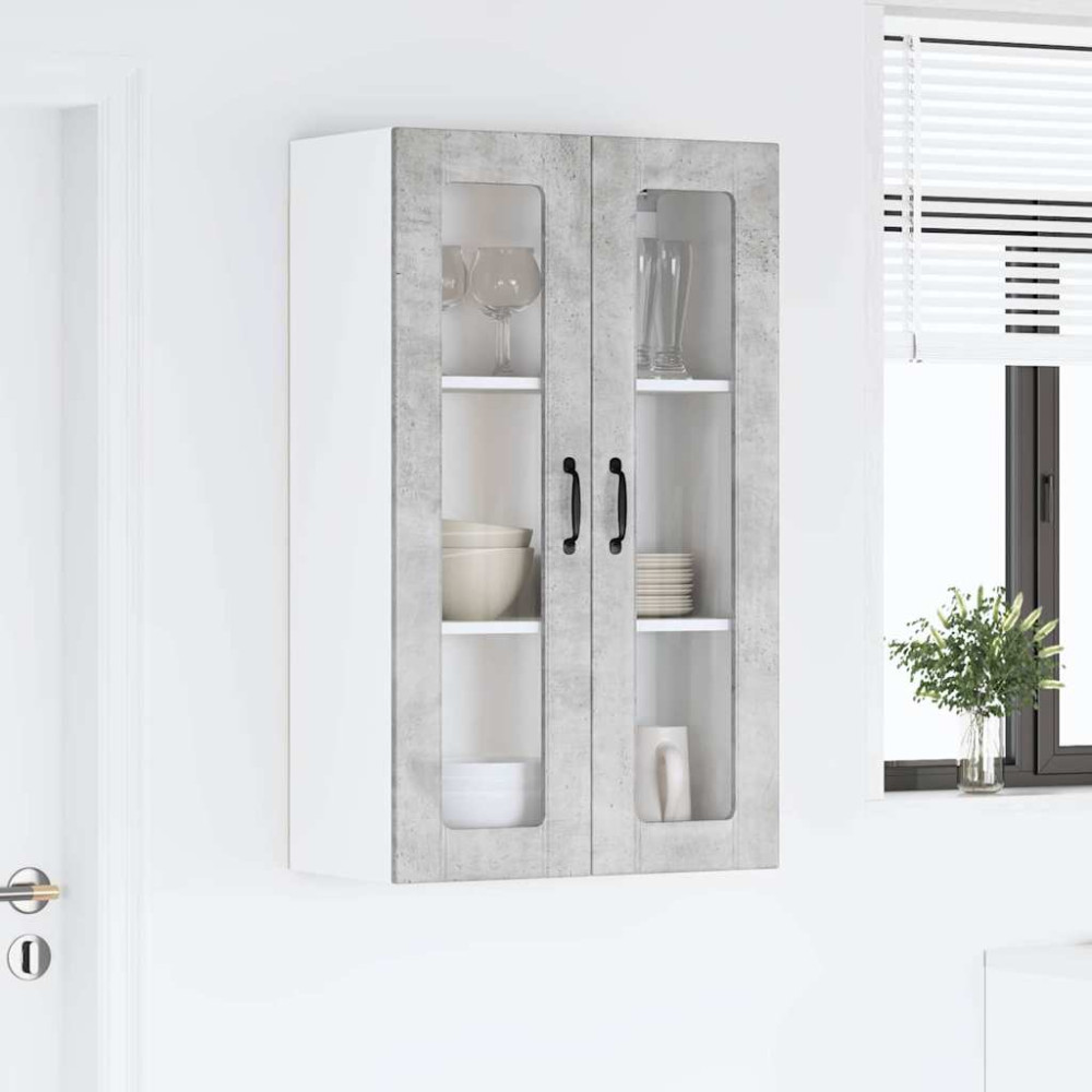 Produktbild för Väggglasförråd LUCCA Betonggrå 60 x 31 x 100 cm Konstruerat trä
